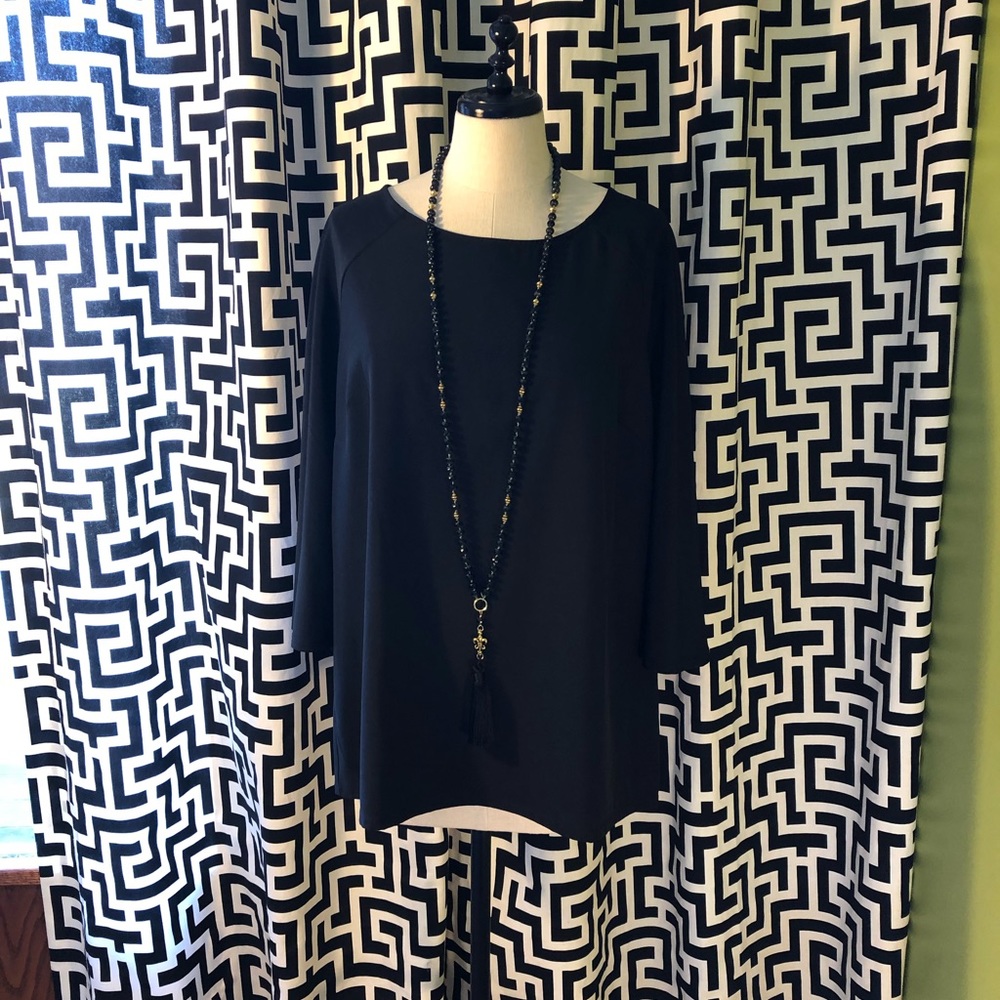 Black cape style sleeve blouse